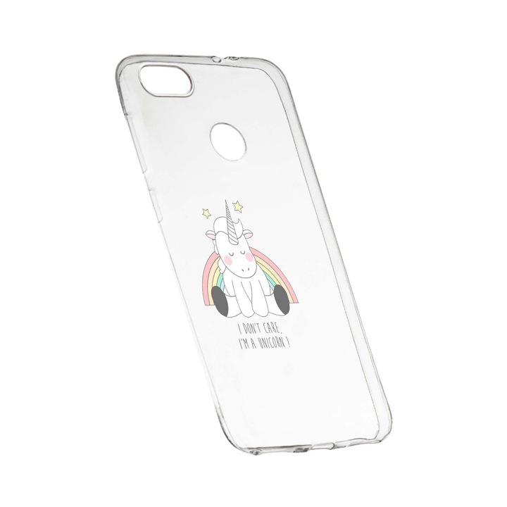 Unikornis védőtok - I Don't Care, Xiaomi Redmi Y1 / Redmi Note 5A készülékhez, kopásálló, csúszásgátló, prémium szilikonból, 524