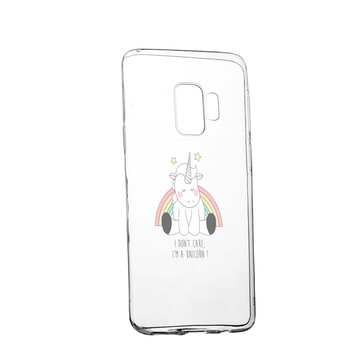 Husa de protectie Unicorn - I Don't Care, pentru Samsung Galaxy S9 Plus, rezistenta la uzura, anti-alunecare, din silicon Premium, 524 Husa de protectie Unicorn - I Don't Care, pentru Samsung Galaxy S9 Plus, rezistenta la uzura, anti-alunecare, din silicon Premium, 524