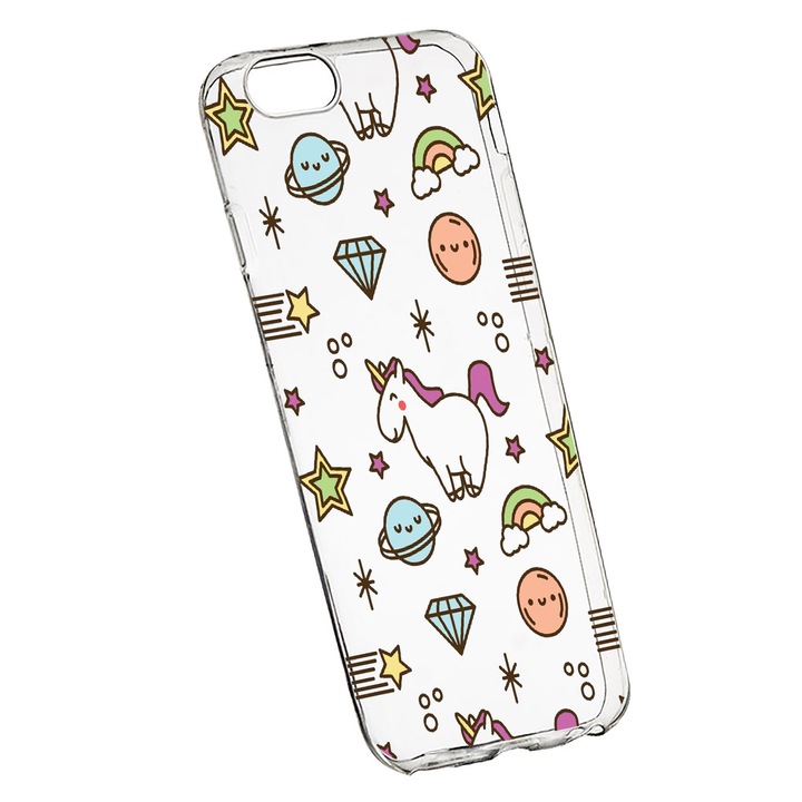 Husa de protectie Unicorn - universe, pentru Apple iPhone 7 Plus / 8 Plus, rezistenta la uzura, anti-alunecare, din silicon Premium, 526