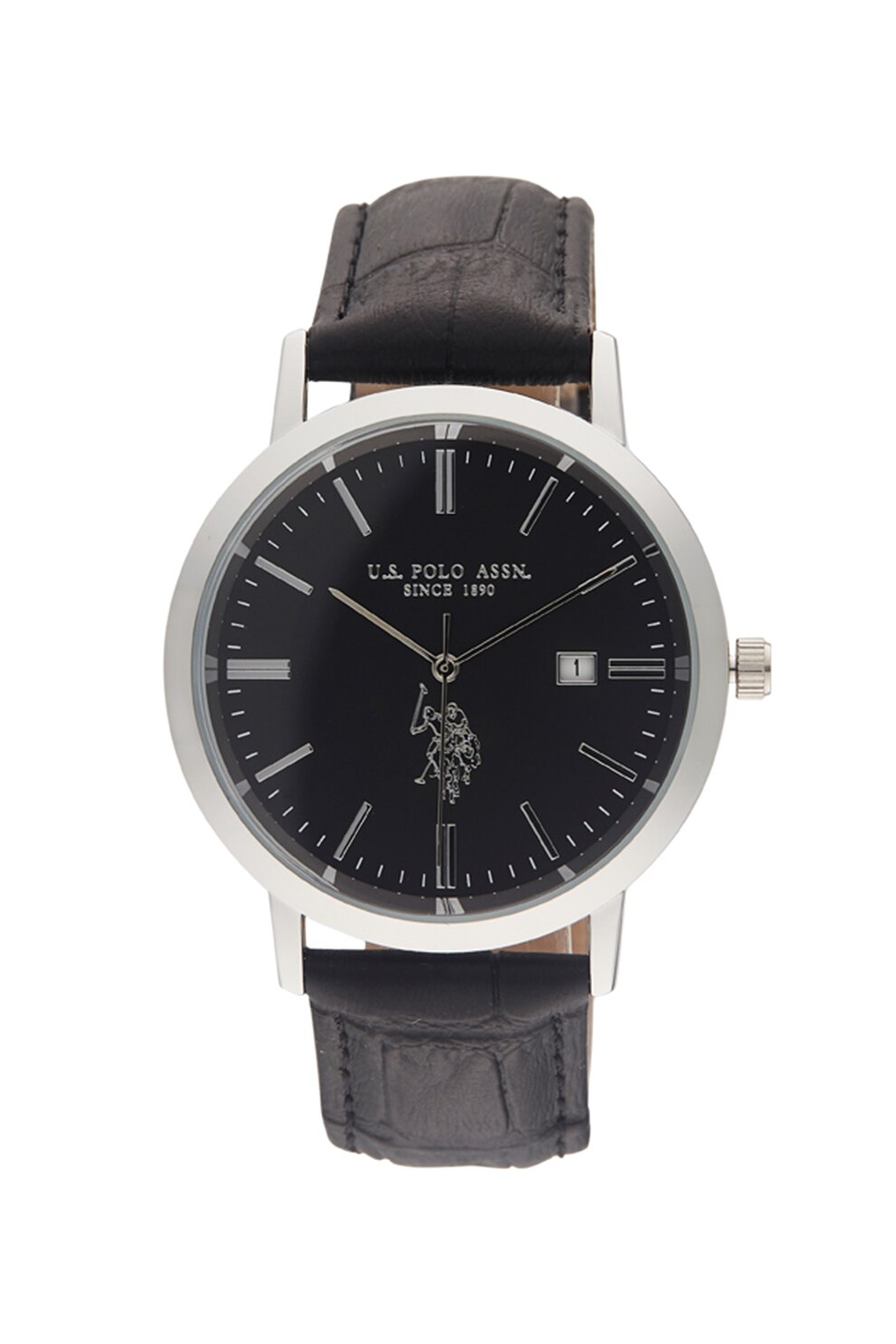 U.S. Polo Assn., Ceas quartz din otel inoxidabil, Maro inchis/Argintiu/Negru