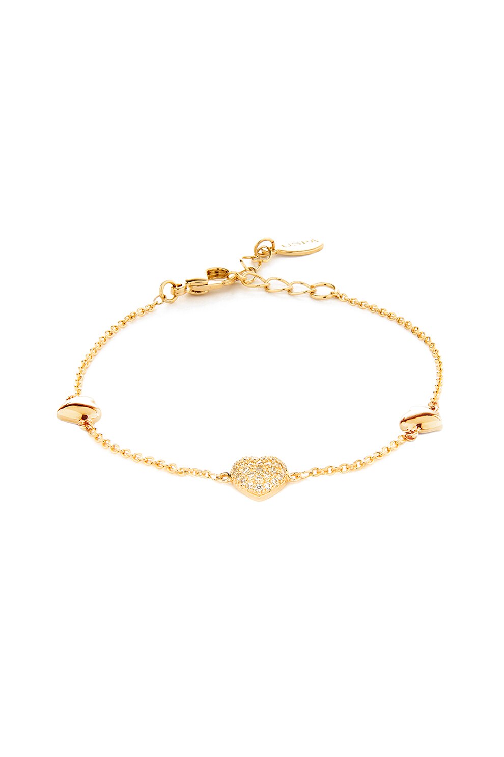 U.S. Polo Assn., Bratara cu talismane inima, Auriu/Argintiu