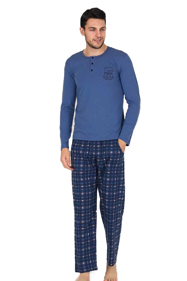 Pijama barbati bumbac 3785,Berland,Albastru, Albastru