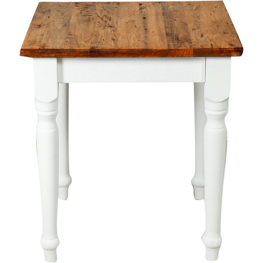 Masa fixa, culoare alb/nuc, Mobila lemn masiv, Tuscan Furniture, Lemn Masiv, 70 x 70 x 78 cm