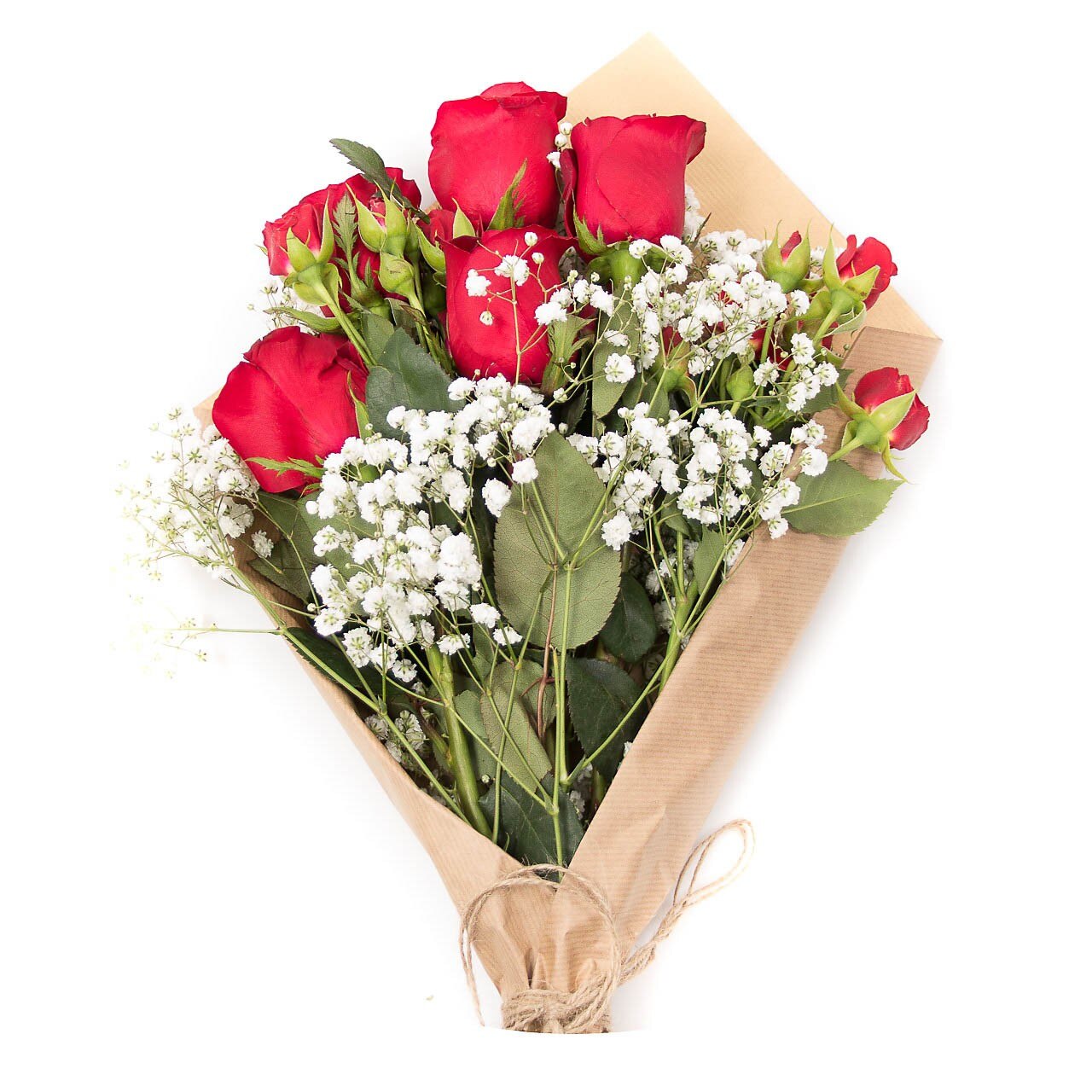 Buchet trandafiri si minirosa rosii