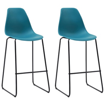 Set de 2 scaune de bar, vidaXL, 48 x 57 x 112,5 cm, Plastic, Turcoaz