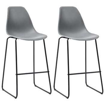 Set de 2 scaune de bar, vidaXL, 48 x 57 x 112,5 cm, Plastic, Gri deschis