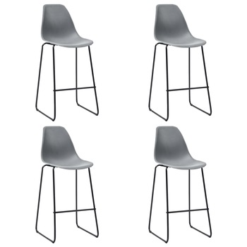 Set de 4 scaune de bar, vidaXL, 48 x 57 x 112,5 cm, Plastic, Gri deschis
