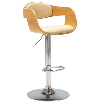 Set de 2 scaune de bar, vidaXL, 49,5 x 50,5 x (87-108) cm, Crem, Lemn Set de 2 scaune de bar, vidaXL, 49,5 x 50,5 x (87-108) cm, Crem, Lemn
