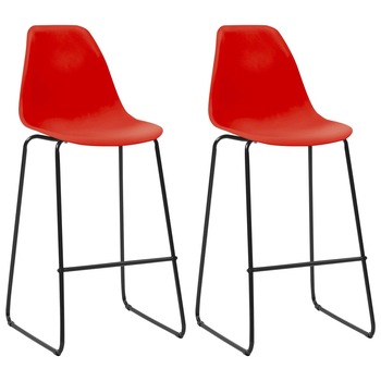 Set de 2 scaune de bar, vidaXL, 48 x 57 x 112,5 cm, Plastic, Rosu