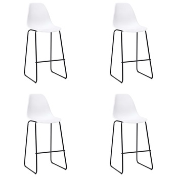 Set de 4 scaune de bar, vidaXL, 48 x 57 x 112,5 cm, Plastic, Alb