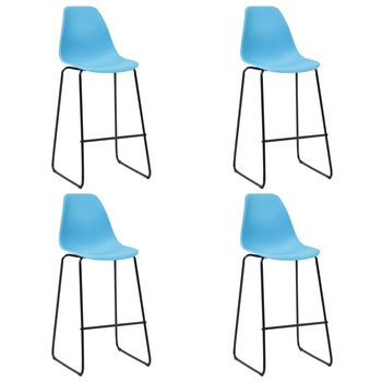 Set de 4 scaune de bar, vidaXL, 48 x 57 x 112,5 cm, Plastic, Albastru