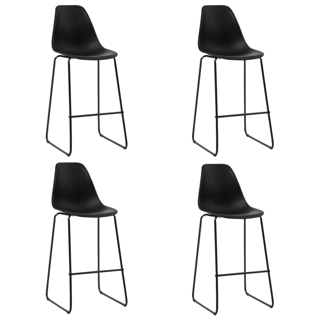 Set de 4 scaune de bar, vidaXL, 48 x 57 x 112,5 cm, Plastic, Negru