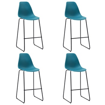 Set de 4 scaune de bar, vidaXL, 48 x 57 x 112,5 cm, Plastic, Turcoaz
