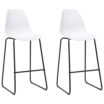 Set de 2 scaune de bar, vidaXL, 48 x 57 x 112,5 cm, Plastic, Alb