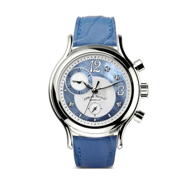 Ceas dama ARMAND NICOLET A884AAA-AK-P882LV8, quartz, Swiss Made, cronograf, 4 diamante