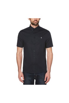 Camasa Barbati Penguin,din Bumbac cu maneca scurta, Neagra, M Camasa Barbati Penguin,din Bumbac cu maneca scurta, Neagra, M