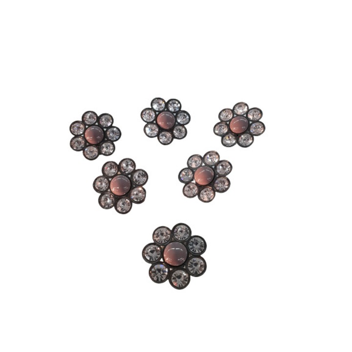 Set 10 nasturi metalici bijuterie cu cristale , Mabo,3.2cm