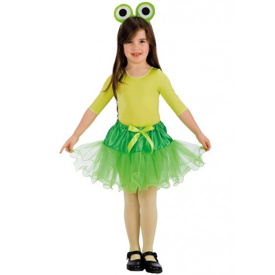 Set broasca fete, fusta si bentita, verde, 4-6ani, Funny Party Shop