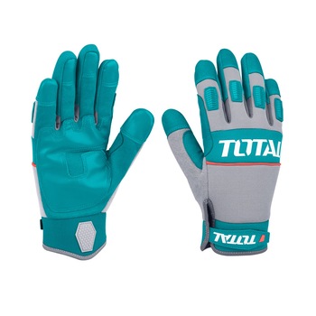Manusi protectie pentru socuri mecanice Total, marime universala, material cauciuc, Verde/Gri Manusi protectie pentru socuri mecanice Total, marime universala, material cauciuc, Verde/Gri