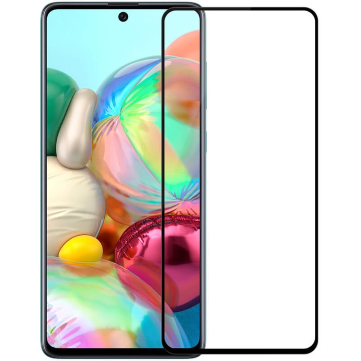 Стъклен Протектор за Samsung Galaxy A71, Удароустойчив, Цялостно покритие, Черен
