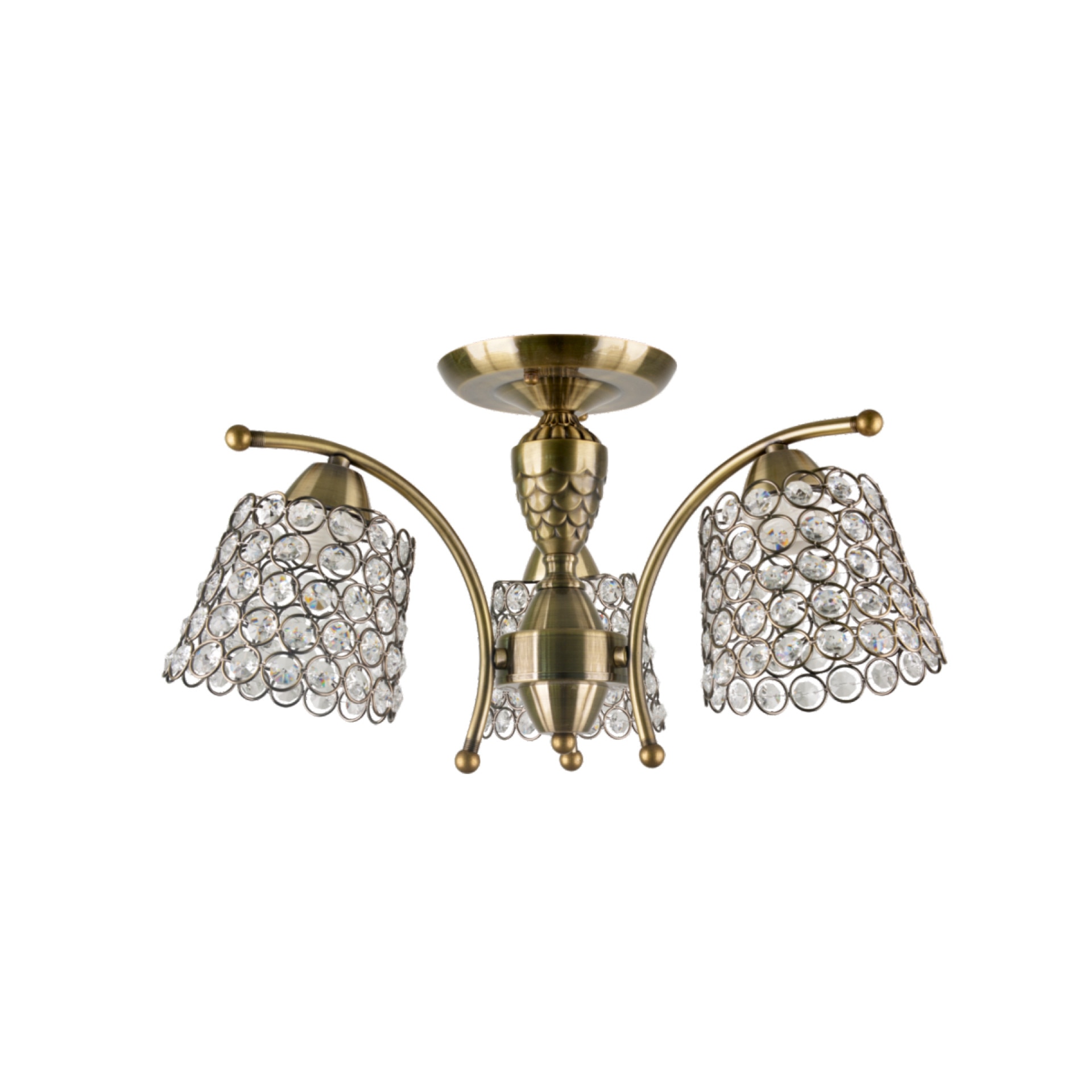 Lustra bronz cu cristale, 3xE27, max 60W, IP 20