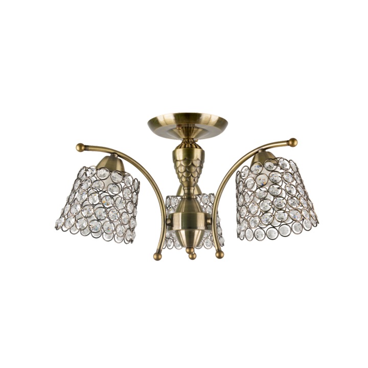 Lustra bronz cu cristale, 3xE27, max 60W, IP 20