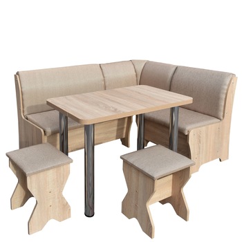 Set coltar bucatarie TUNIS , cu masa si 2 tabureti, Sonoma/Maro Deschis Set coltar bucatarie TUNIS , cu masa si 2 tabureti, Sonoma/Maro Deschis