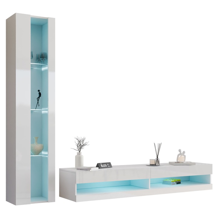 Set living camera de zi Zigo New VIII, MIRJAN24, alb / alb lucios