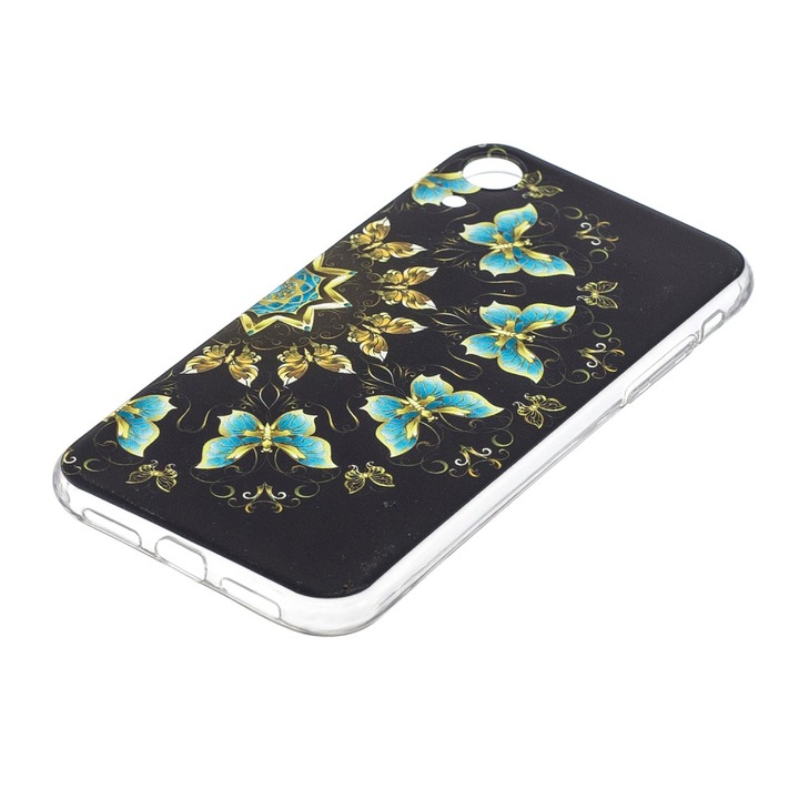Husa Iphone XR silicon design fluturi verzi Multicolor