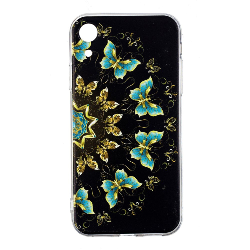 Husa Iphone XR silicon design fluturi verzi Multicolor