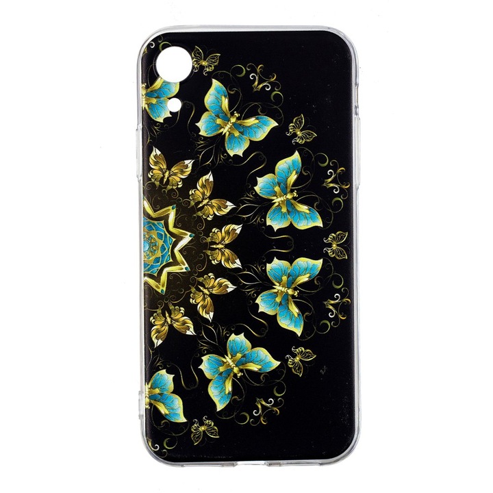 Husa Iphone XR silicon design fluturi verzi Multicolor