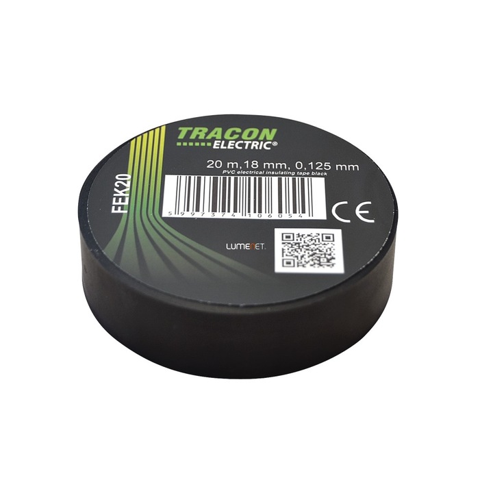 Banda izolatoare 20 metri x 18mm, Neagra , Tracon