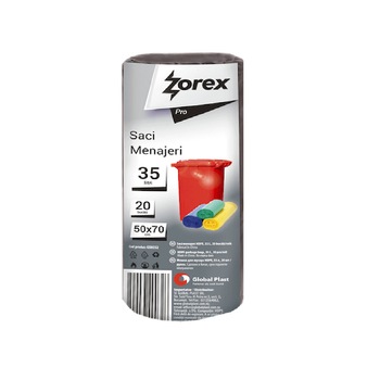Saci Menajeri Zorex Pro, 50x70 cm, Capacitate 35L, 20 Buc/Rola, Culoare Neagra Saci Menajeri Zorex Pro, 50x70 cm, Capacitate 35L, 20 Buc/Rola, Culoare Neagra