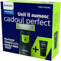 pachet promo philips oneblade qp252020nivea men deep aparat hibrid de barbierit si tuns barba 3 piepteni acumulatori negruverde imagen 37_0_
0