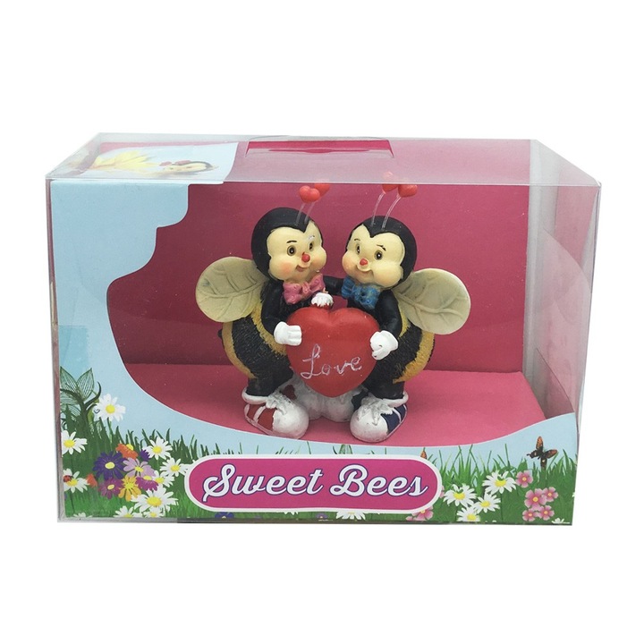 Фигурки Chippo Sweet Bees, Св.Валентин, пчели със Сърце - 2 фигурки от керамични пчели, 001166-2.