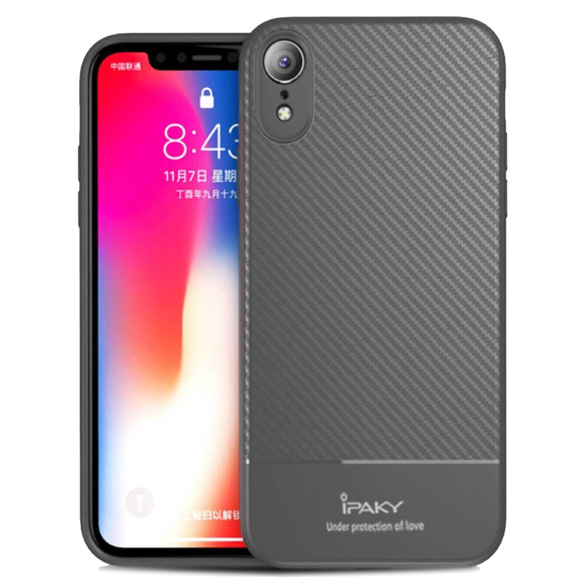 Husa Carbon Fiber iPhone XR 6.1'', Ipaky Gri
