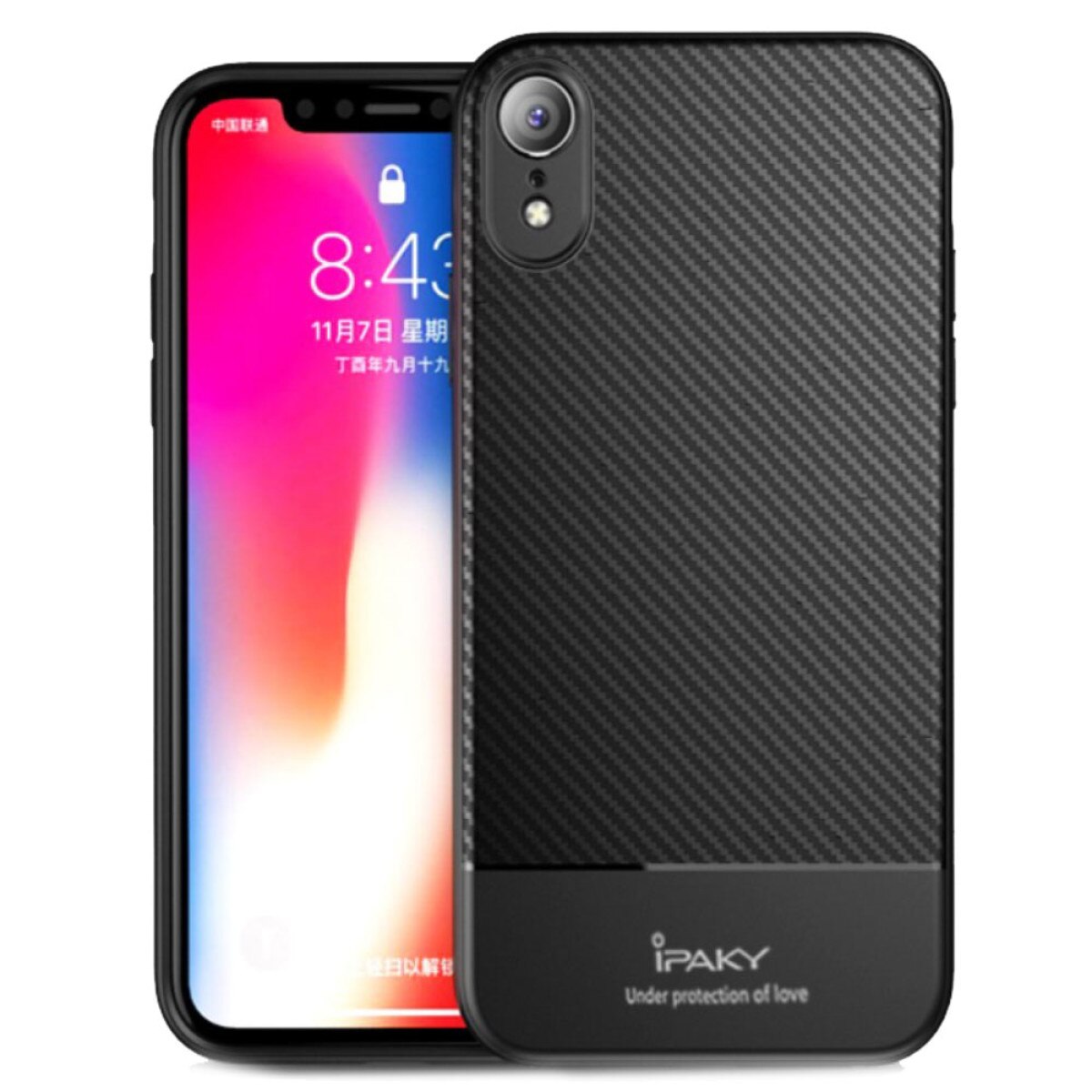 Husa Carbon Fiber iPhone XR 6.1'', Ipaky Neagra