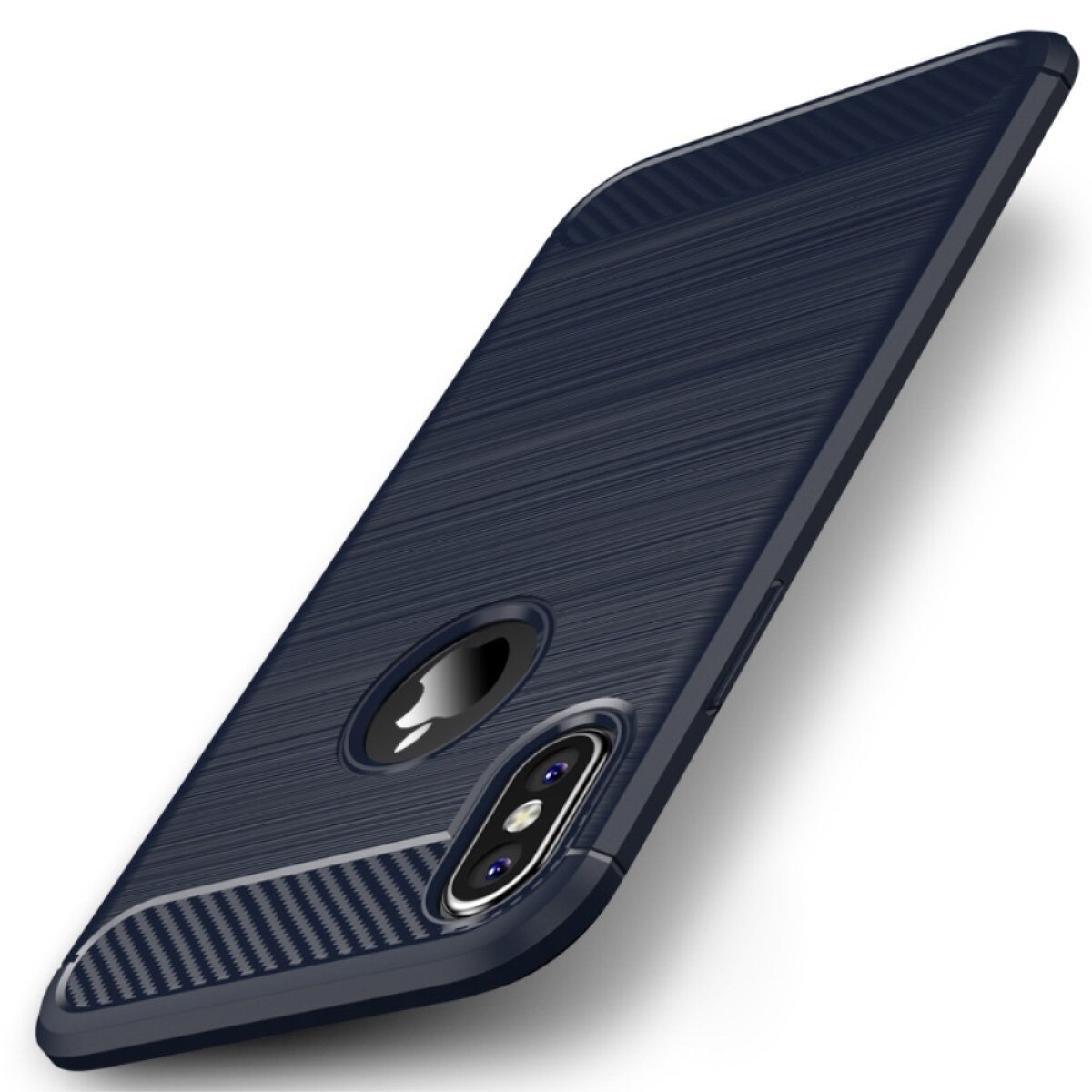 Husa iPhone XS/X 5.8'', Carbon Fiber, Ipaky, Albastra