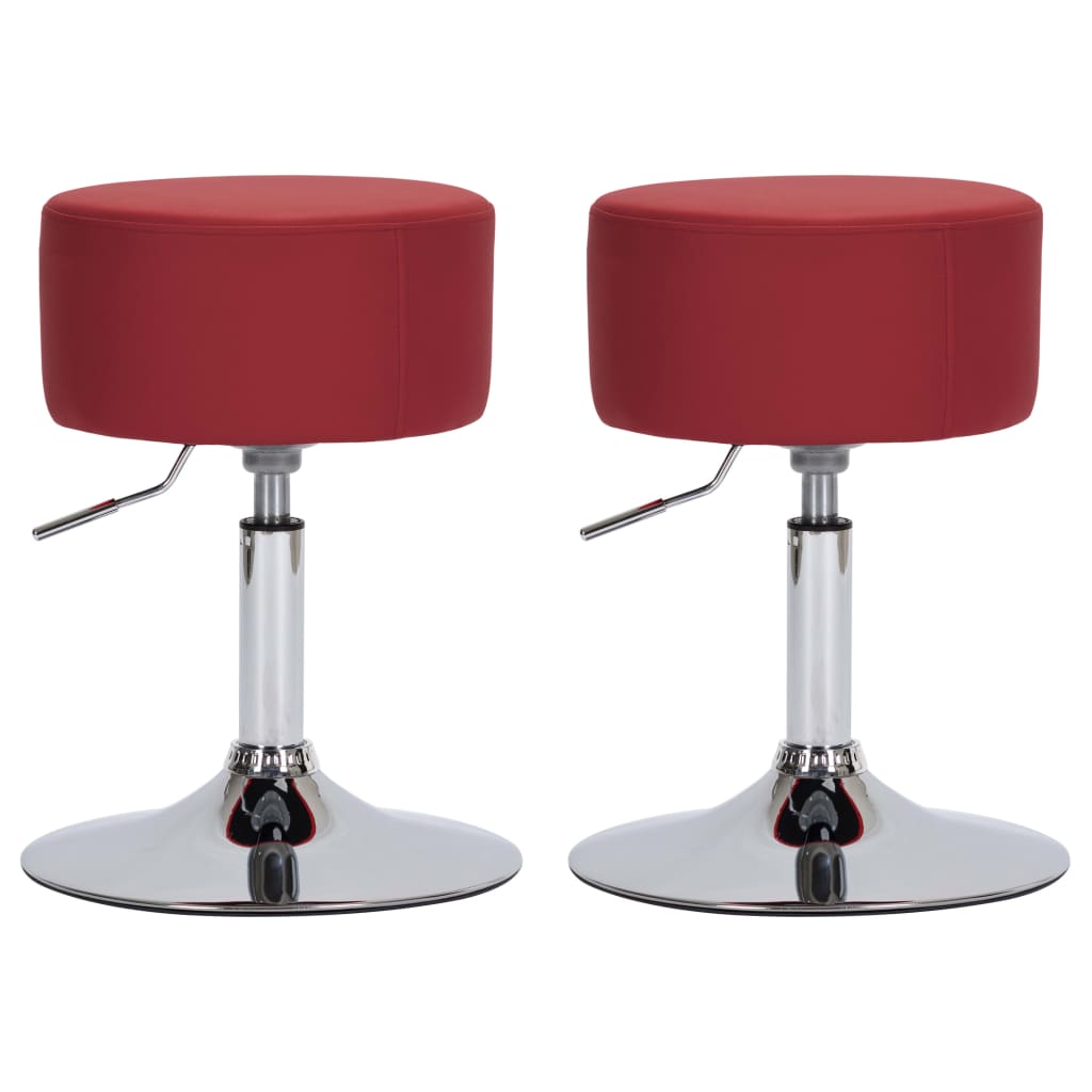 Set de 2 scaune de bar vidaXL, 33 x (51,5-65,5) cm, Grena, Piele ecologica