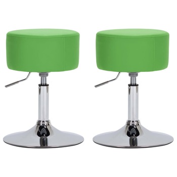 Set de 2 scaune de bar vidaXL, 33 x (51,5-65,5) cm, Verde, Piele ecologica