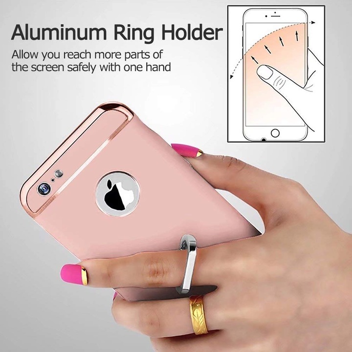 Калъф за Apple iPhone 6 / iPhone 6S Ring Rose-Gold MyStyle Elegance Luxury 3in1