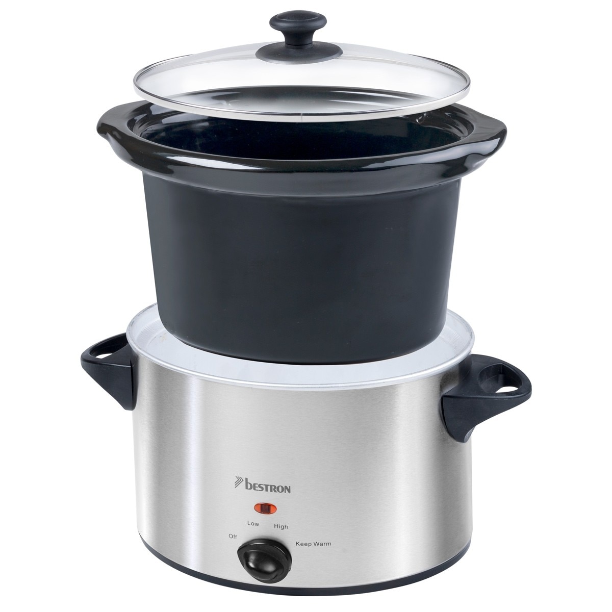 Slow cooker, Bestron, Ceramica/Inox, 180W, Capacitate 3.5 l, Otel 