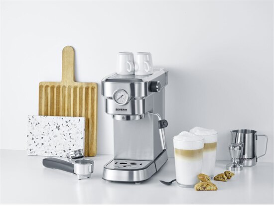 Severin KA5995 Espresso kávéfőző, 1350 W, 15 bar, beépített nyomásmérővel, ezüst Severin KA5995 Espresso kávéfőző, 1350 W, 15 bar, beépített nyomásmérővel, ezüst