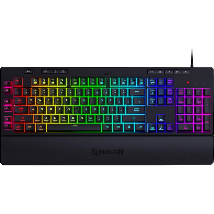 Tastatura gaming Redragon Shiva, Iluminare RGB, Negru