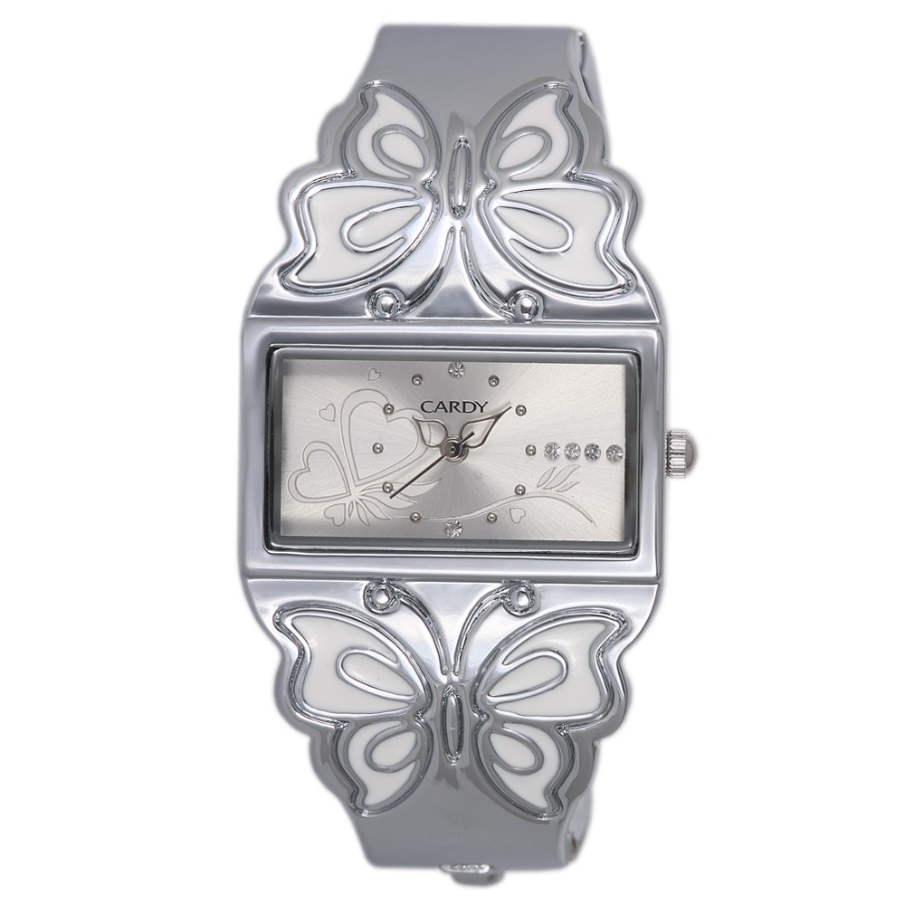 Ceas de dama, CARDY,Analog, Luxury, Aliaj 8 mm, Argintiu