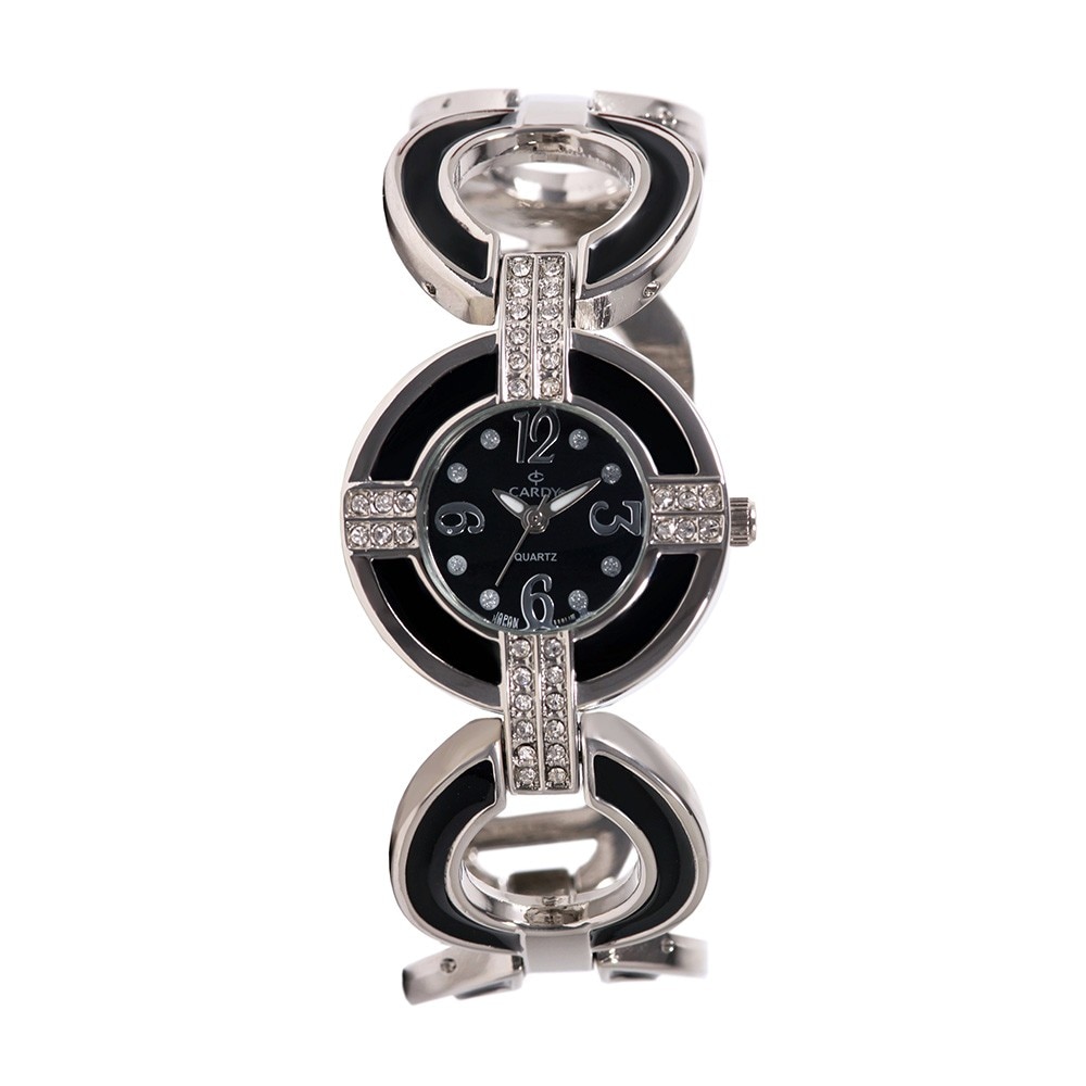 Ceas de dama, CARDY,Analog, Luxury, Aliaj 9 mm, Negru/Argintiu