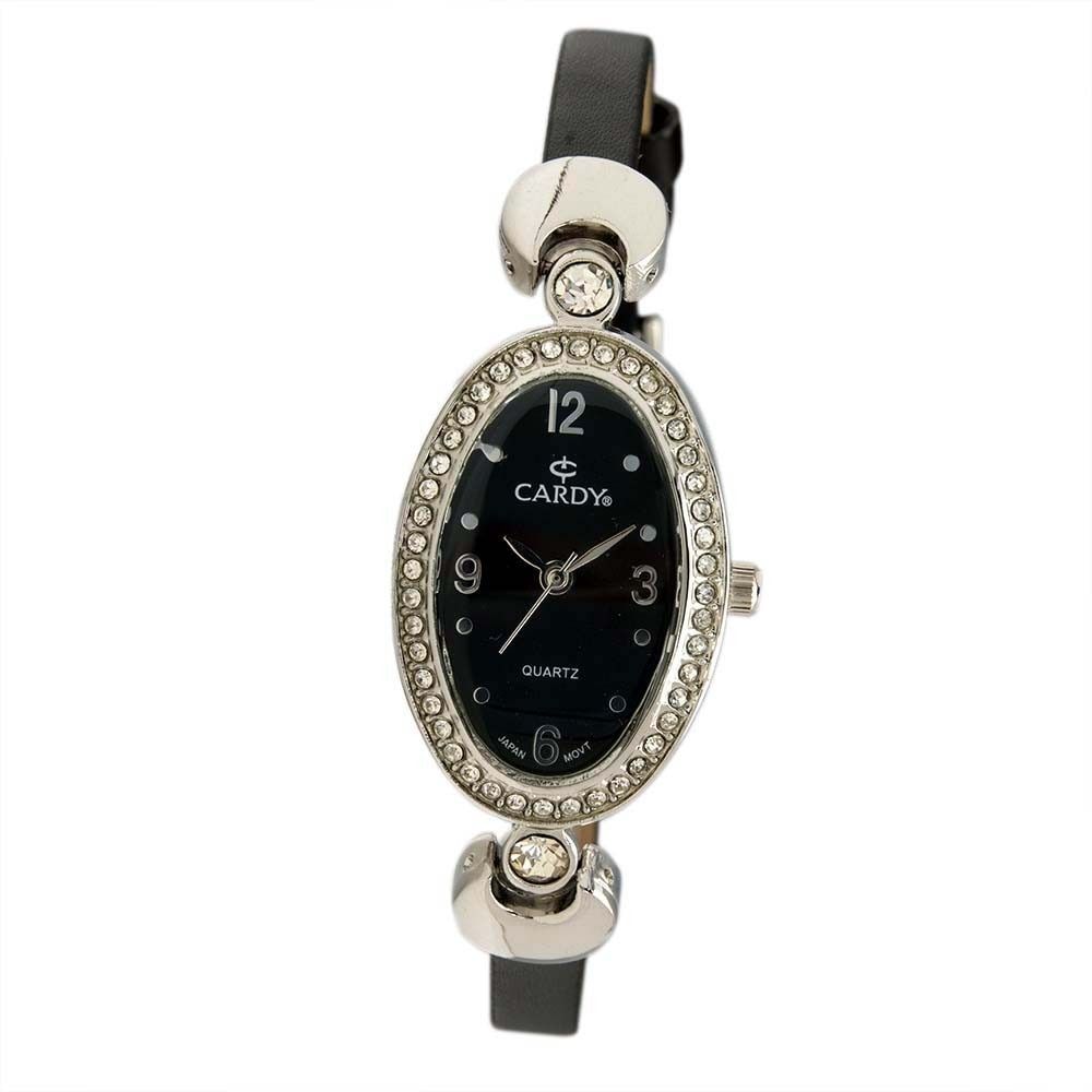 Ceas de dama, CARDY,Analog, Casual, Aliaj 9 mm, Negru,Ovala