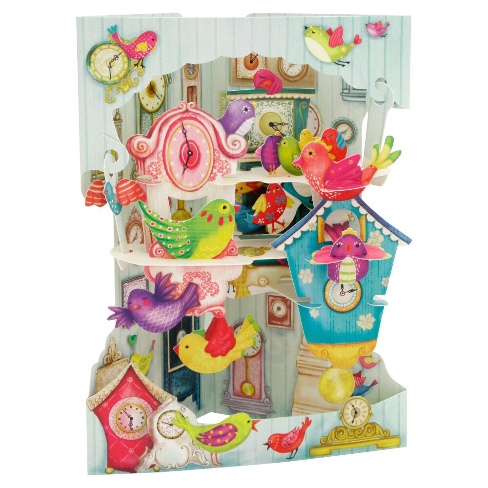 Felicitare 3D Santoro Swing Cards - Birds And Clocks