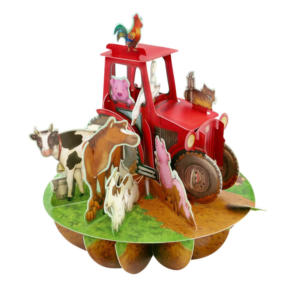 Felicitare 3D Santoro Piruettes - Tractor And Farm Animals