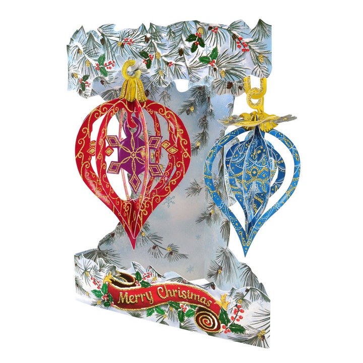 Felicitare 3D Santoro Swing Cards Craciun - Baubles
